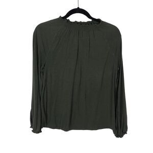 Loft Outlet Green Mock Neck Long Sleeve Shirt Top Women's Size Small